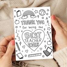 1pc Color Me Thank You Card For Best Teacher Ever With Envelope, 6.29" X 4.33", Creative Teacher Appreciation Greeting Card Versatile Greeting For Birthdays, Anniversaries, Congratulations - Appreciation Card For Teachers From Students - Multicolor - View 2