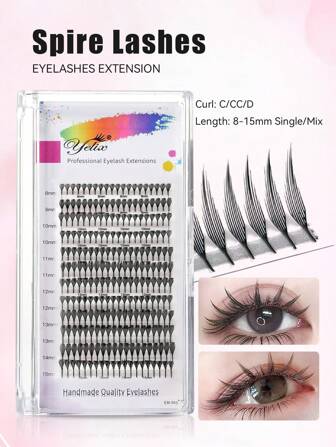 yelix 240 Fans 3D Printing C/CC/D Spire Lashes Long 8-15mm Wispy Premade Fans Eyelash Clusters Individual Spiky Eyelash Extension Easy To Use Natural And Soft Lash Tech Supplies Lash Clusters, Eyelash Clusters, Individual Eyelashes, Lashes, Fake Lashes