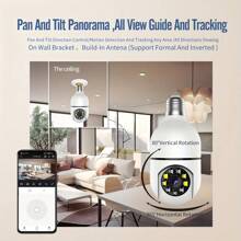 Cámara de seguridad con bombilla inalámbrica 1080P inalámbrica panorámica de 360 grados cámara de monitoreo de bombilla para el hogar de alta definición inteligente 1080P cámara de monitoreo de mascotas WiFi de alta definición, función de detección de movimiento de visión nocturna de audio bidireccional control de aplicación - Multicolor - Ver 3