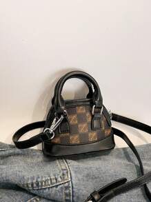 1pc Retro Stylish Mini Shell Handbag, Cute & Compact Lipstick Purse Shoulder/Crossbody Bag For Women, Suitable For Summer - Black - View 2