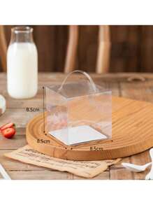 10 件/套手持透明生日蛋糕礼品盒蛋糕烘焙透明塑料纸杯蛋糕盒适用于婚礼派对 - 無色 - 查看 13