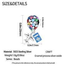 925 Sterling Silver Colorful Hot Air Balloon Charm Travel Airplane Camera Charm Cute Turkish Hot Air Balloon Charm Suitable For Women Bracelets Bangles DIY Jewelry Making And Daily Outfit Matching Jewelry Decoration - Multicolor - View 9