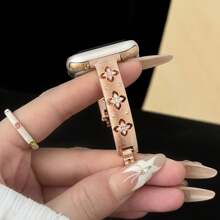 LuLuTom 1 pièce Bracelet de montre en métal doré en acier inoxydable avec design de fleur de diamant de luxe, compatible avec les bracelets de montre Ultra/SE/S10/9/8/7/6/5/4/3/2/1, compatible avec les tailles de bracelets 38/40/41/42/44/45/46/49mm