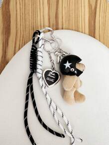 INS可爱小熊背包吊饰，心形照片吊坠DIY手工编织装饰，适用于包包、汽车、手机、腰带配饰，送给女朋友、朋友、同学的礼物