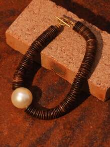 1 件复古串珠仿珍珠项链，时尚个性化项链适合女性，适合度假、海滩、派对和日常佩戴 - 彩色 - 查看 3