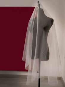 1 Pieza [Apariencia Etérea] Elegante Velo Nupcial Blanco de 3 Metros - Poliéster Suave, Capa Única, Diseño de Cola Larga Romántica, Adecuado para Bodas y Fotografía, Ropa Elegante y Elegante sin Peine para el Cabello para Mujeres - A - Ver 6