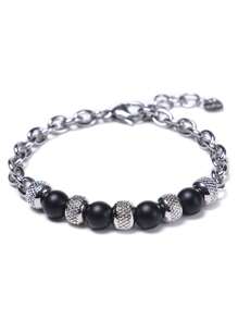 1 pieza Pulsera de hombre con cuentas de ojo de tigre, de estilo fashionable, versátil y minimalista, apta para uso diario