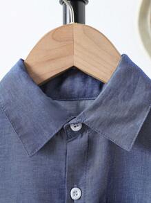 男童创意休闲无弹力短袖马球领衬衫，男童夏季户外装