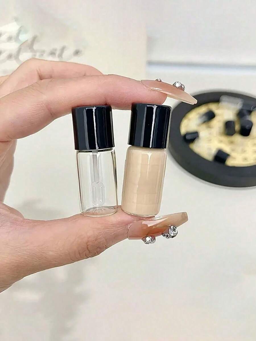 6pcs Mini Glass Travel Bottles For Liquid Foundation & Concealer, 3ml/0.1oz - Portable Cosmetic Containers With Twist-Top Caps, Fragrance-Free, Ideal For Makeup Samples & Toiletries - Multicolor - View 1