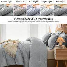 2/3-Pcs Comforter Sets Of King, Cationic Dyeing Technology, Soft, Comfortable And Breathable Bedding Sets For Your Home Decor, Room Decor, And Perfect Gift, [1 Comforter & 1/2 PillowShams]. - 灰色-77 - 查看 3