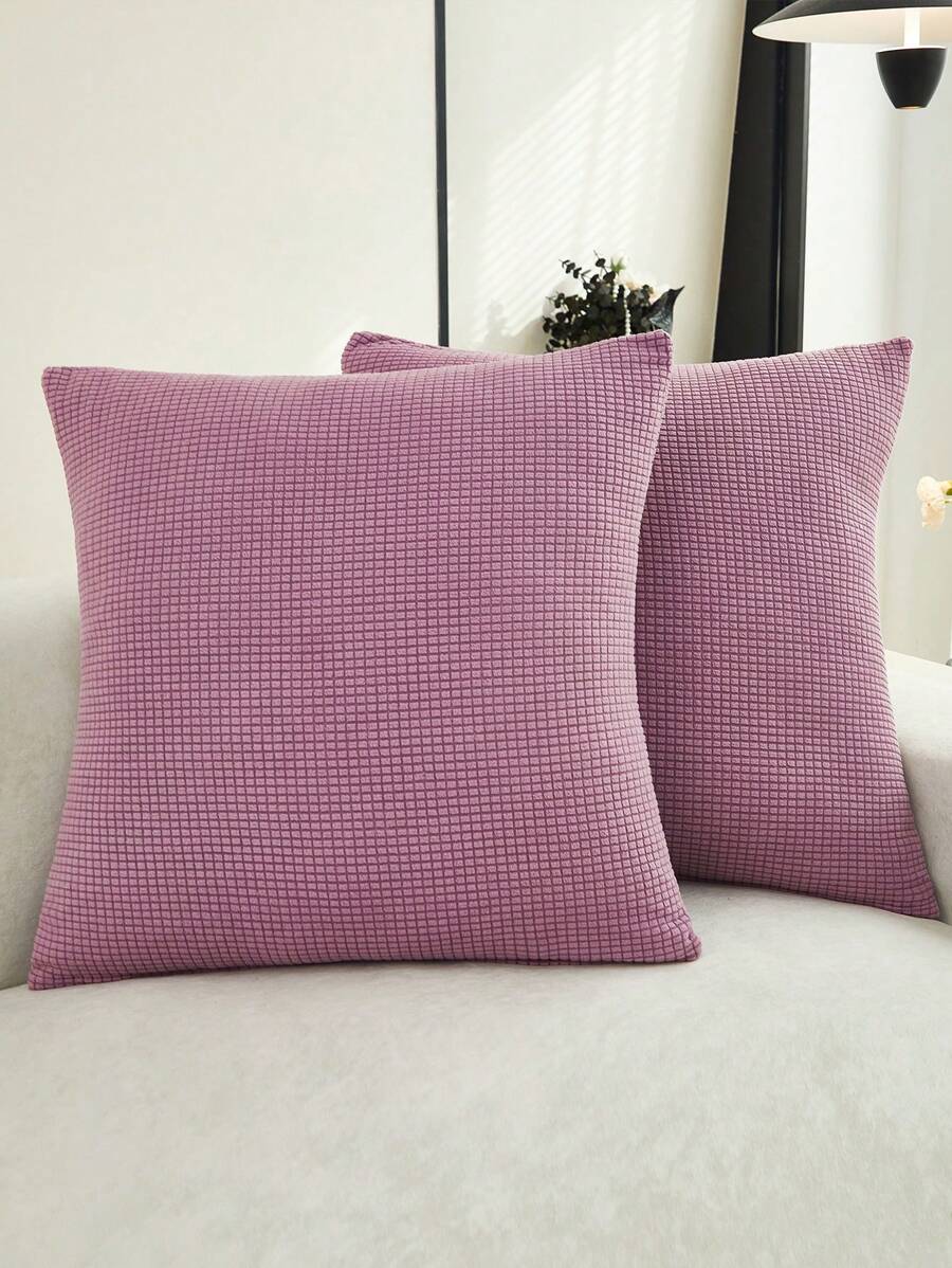 1 件装提花枕套沙发枕套家居装饰靠垫保护套 - 紫色 - 查看 1