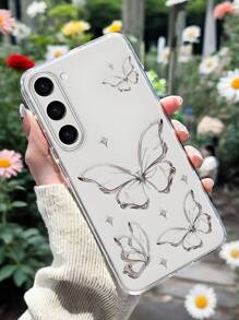 Schmetterling einfache Handyhülle kompatibel mit Samsung Serie A55/A54/A53 stoßfeste Schale A35/A34/A15/A14(5G)/A13(5G) Neue Fortschrittliche A13(5G) S21/S22 23 geeignet für S24 S25 ultralleicht Luxus