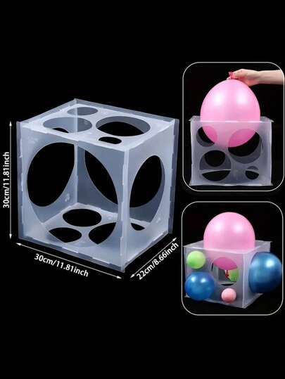 1 pieza, Caja medidora de tamaño de globo con 11 orificios, Caja plegable para medir el tamaño de globos, Herramienta de medición para arcos de globos, columnas de globos, globos fotográficos, globos para fiestas, globos de cumpleaños, decoración de cumpleaños, decoración estética de habitación, suministros de decoración de fiestas