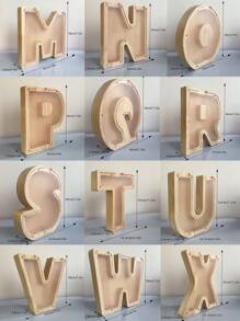 1 pièce Tirelire créative et mignonne en acrylique et bois avec lettres de l'alphabet de A à Z, personnalisable. Décoration pour la maison, cadeau idéal pour les amis, anniversaires, la fête des enseignants, Pâques
