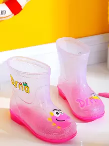 HAHABOBO New Pink Children's Rain Boots, Waterproof For Boys And Girls, Cute Transparent, Cute Cartoon Dinosaur Pattern Soft Bottom Water Shoes, Suitable For Outdoor Water Wading Shoes, Suitable For School Trips On Rainy Days,Summer And Autumn - Pink - View 2