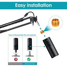 YOUSHARES Razer Seiren X Mic Stand With Foam Mic Cover - Mic Boom Arm Stand With Windscreen Pop Filter Compatible With Razer Seiren X Microphone - 1 - View 3