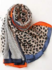 Elegant Leopard Print Scarf For Women - Breathable, Warm & Windproof Shawl For Spring/Fall  Winter Fall - Multicolor - View 4