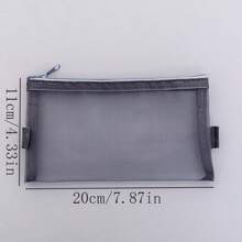 1 件简约透明网状铅笔盒，学生考试用便携式笔袋，大容量文具收纳盒 - 彩色 - 查看 4