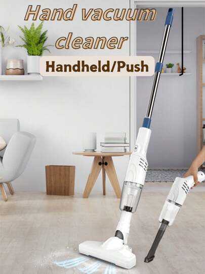 Mini multifunktionell sladdlös dammsugare, minidammsugare för hemmabruk, handhållen lättviktig påslös dammsugare, kan hållas, kan tryckas med en pinne, lämplig för golv, djurhår och hårda golv, kök och badrum rengöringsborste