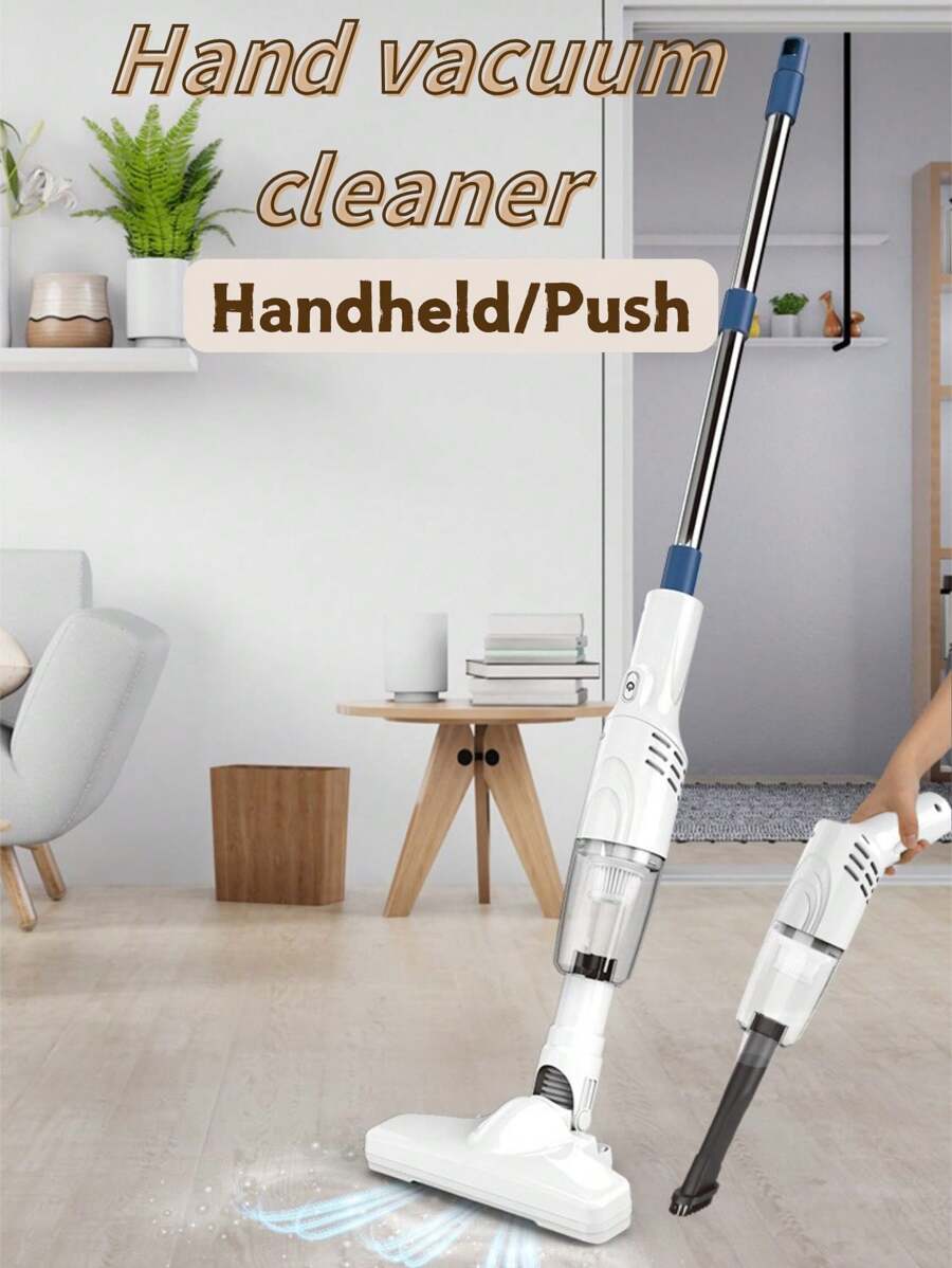 迷你多功能无绳吸尘器，迷你家用车载吸尘器，手持式轻便无袋吸尘器，可手持，可用棍子推动，适用于地板、宠物毛发和硬地板，厨房浴室清洁刷清洁剂 - 彩色 - 查看 1