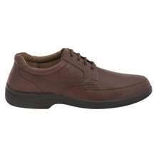 zapato casual de piel derby para hombre color: cafe con  Horma: redonda - Cafetería - Ver 1