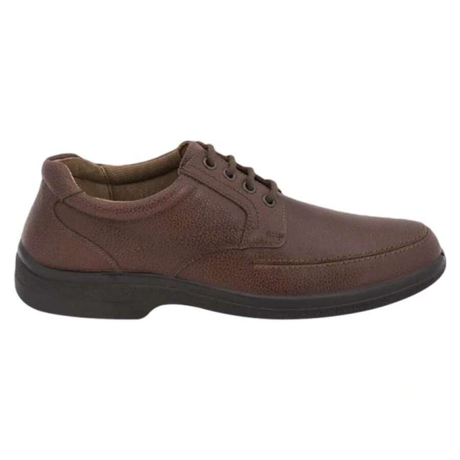 zapato casual de piel derby para hombre color: cafe con Horma: redonda - Cafetería - Ver 1