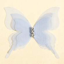 10 件装 3 层水晶网眼蝴蝶彩色逼真面料 DIY 发饰和服装装饰