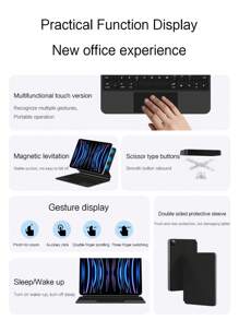 带背光和智能触控的磁性键盘，兼容 iPad Pro 11 英寸/12.9 英寸、iPad Air 5th/6th、iPad 10th 10.9 英寸（2018-2022 年），多语言（阿拉伯语、西班牙语、德语、法语、日语） - 黑色[德語] - 查看 6