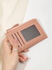 MIYIN Fashion Two Tone Card Holder Coin Purse Slim Lightweight Portable Cash Money ID Card Credit Card Coin Pocket Minimalist Mini Zipper Wallet With Card Slot ID Window For Birthday Gift Lady Girls Women Teenagers For College Student School Student,Bag School Supplies For School Dorm Room & Back To School - Pink - View 4