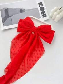 1 件优雅雪纺超大蝴蝶结、波尔卡圆点飘带发夹、发夹发饰，适合女士
