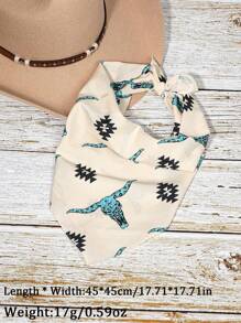 1 件女士时尚波西米亚风格公牛头印花头带，100% 涤纶，西部公牛头印花围巾头巾，透气颈巾，防晒配件头巾头巾发巾，头巾秋冬发带发饰女士度假装女士 - 彩色 - 查看 3