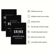 Juego de 3 Carteles con citas inspiradoras en blanco y negro sin marco, decoración mural elevadora, arte de pared de lienzo resistente al agua, pintura mural como regalo, póster motivacional para dormitorio, sala de estar, oficina, comedor, gimnasio, hogar y decoración de dormitorio