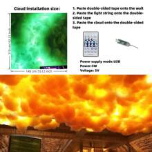 1 pieza Luz de nube grande - Luz LED de nube de trueno 3D con efecto de cambio de color, tira de luz de cambio de color multicolor, luz de nube de trueno DIY creativa para ambiente, adecuada para dormitorio, techo, sala de juegos, fiesta, cena, boda, decoración de escalera - luz policromática - Ver 9