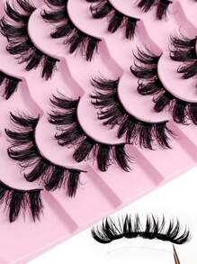 Sibeuna 7 Pairs Moisturizing Effect False Eyelashes, Thick & Long, Dramatic Lashes, Cartoon Faux Mink Eyelashes, Full Strip Lashes, Makeup Essential - Bulu Mata Manga Runcing - View 5