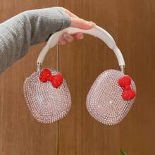 蝴蝶结闪光粉色水钻蝴蝶结设计保护壳兼容 Airpods Max，闪亮水晶防震防摔 TPU 外壳兼容 Apple AirPods Max - 粉色 - 查看 3