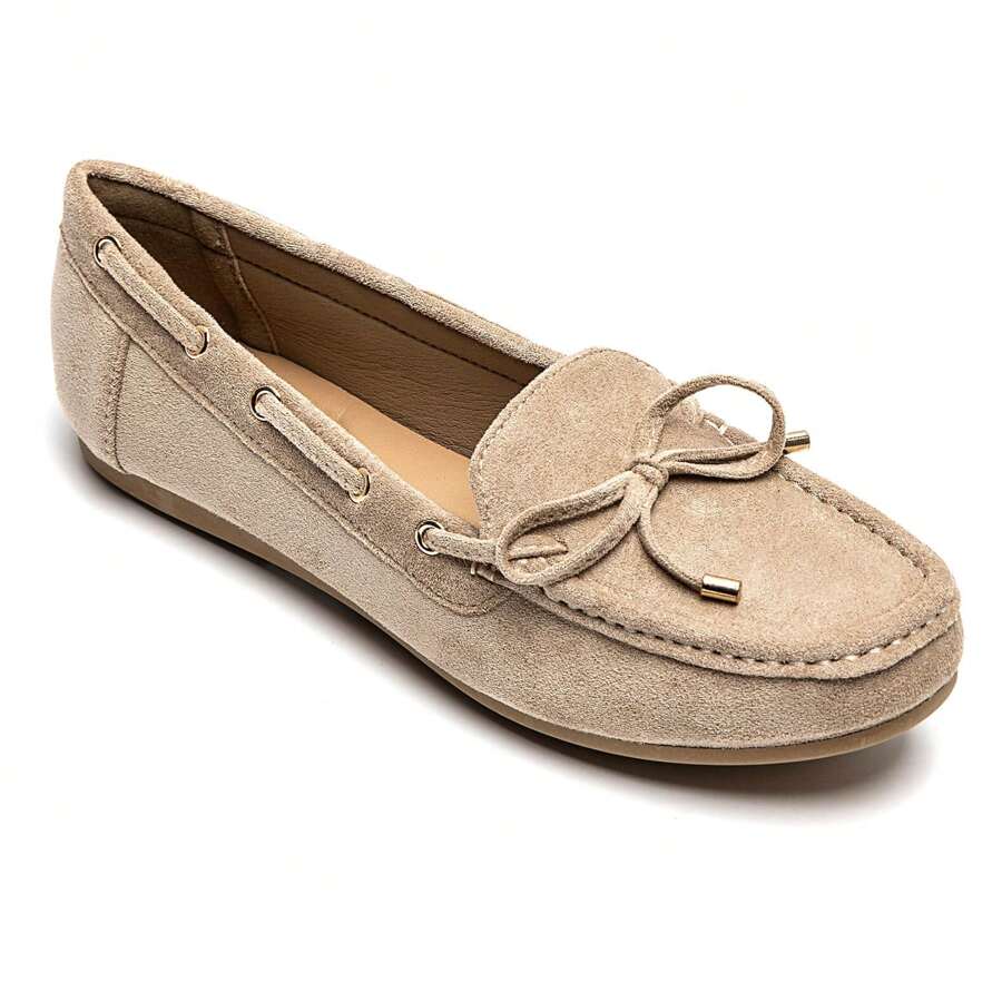 Casual Versatile Minimalist Solid Color Flat Loafers - Khaki - View 1
