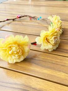 1 件女款黄牡丹编织藤蔓花环 - 牡丹 - 查看 4