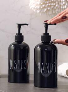 GAONLY 2Pcs Hand And Dish Soap Dispenser Set By - Kitchen Soap Dispenser Set With Tray - Bamboo Soap Dispenser For Kitchen Sink - Boho Kitchen Decor, Modern Decor (Black/White) Home Bathroom Decor Fall Decor Back To School - Black With Tray - View 7