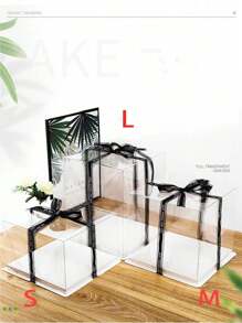 1件生日蛋糕盒透明蛋糕盒烘焙包装盒蛋糕盒/不含丝带（使用前请撕掉保护膜）