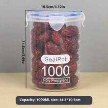 Large Size Transparent Plastic Sealed Canister, Food Storage Container For Powdered Milk, Tea, Grains, Kitchen Pantry, Coffee Jar