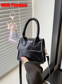 1pc Stone Pattern Handbag Mini Fashion Coin Purse Bag, Go Out Shopping Crossbody Small Square Bag Versatile Comfortable Fabric Adjustable Shoulder Strap, Light And Spacious Interior Space, Suitable For Daily Use