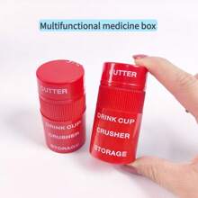 1 pieza/2 piezas de molinillo manual de pastillas/polvos, herramienta de molienda de medicamentos multifuncional, caja portátil de almacenamiento de medicamentos para uso doméstico y de viaje