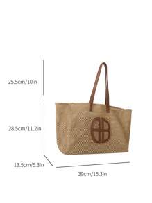 Fashion Summer Straw Beach Tote Bag, Large Capacity Women Shoulder Bag, Eye-Catching Beach Bag Summer, Summer Straw Beach Bag For Women - Brown - View 3