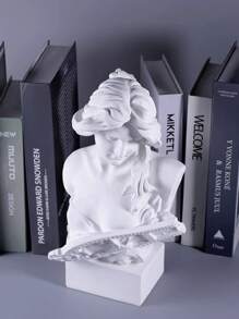1 件优雅欧式钢琴女孩与大卫雕像，树脂艺术雕塑，适合家居装饰、客厅、书架和电视柜，是送给艺术爱好者的独特礼物 - 白色 - 查看 7