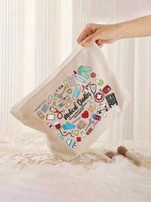 Bolso de maquillaje ligero de pana multifuncional - Bolso con cremallera para almacenar suministros médicos y artículos de aseo, almacenamiento de belleza sin perfume