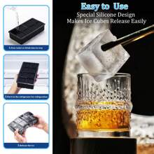 Große Silikon-Eiswürfelform, quadratische Eiswürfelformen, DIY Gefrierdessert-Form, Eiswürfelformen mit leichter Entnahme, für Zuhause und Bar