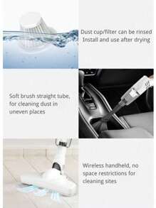 迷你多功能无绳吸尘器，迷你家用车载吸尘器，手持式轻便无袋吸尘器，可手持，可用棍子推动，适用于地板、宠物毛发和硬地板，厨房浴室清洁刷清洁剂 - 彩色 - 查看 11