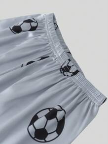 2 pezzi Pigiama casual per ragazzi adolescenti con stampa calcio, a maniche corte, adatto per l'estate