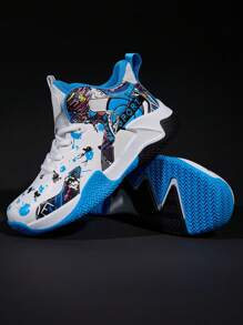 Zapatillas de baloncesto para niños, zapatillas deportivas para niños, zapatillas de baloncesto antideslizantes para adolescentes, zapatillas de senderismo resistentes al desgaste y casuales, adecuadas para todas las estaciones - Azul - Ver 6