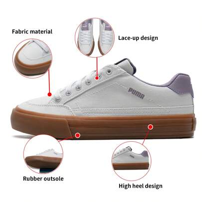 Puma Court Classic Vulc Retro Sneakers, Low-Top Casual Canvas Shoes, 395020-10